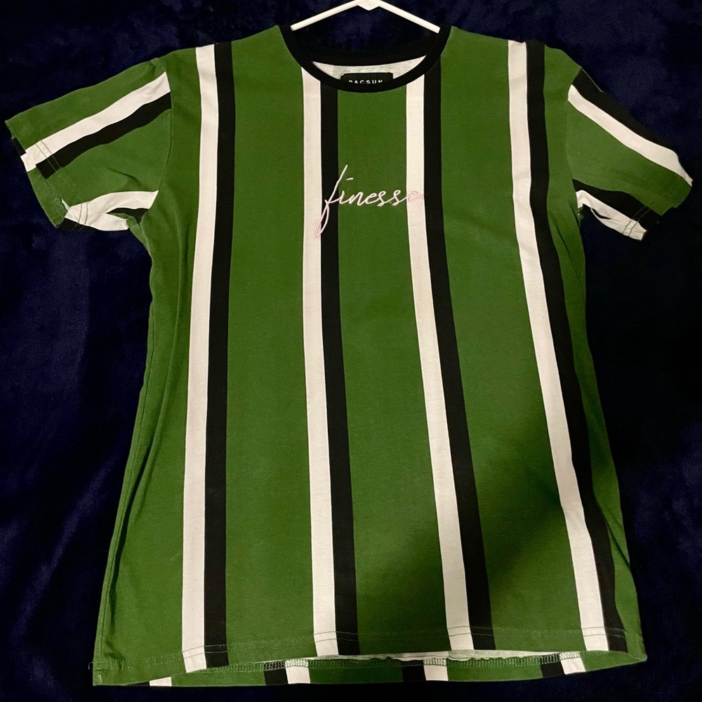 Pacsun Finesse Stripes Mens T Shirt Small Green/Black/White